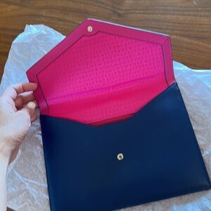 Navy blue- Kate Spade Clutch with zipper and small pocket inside